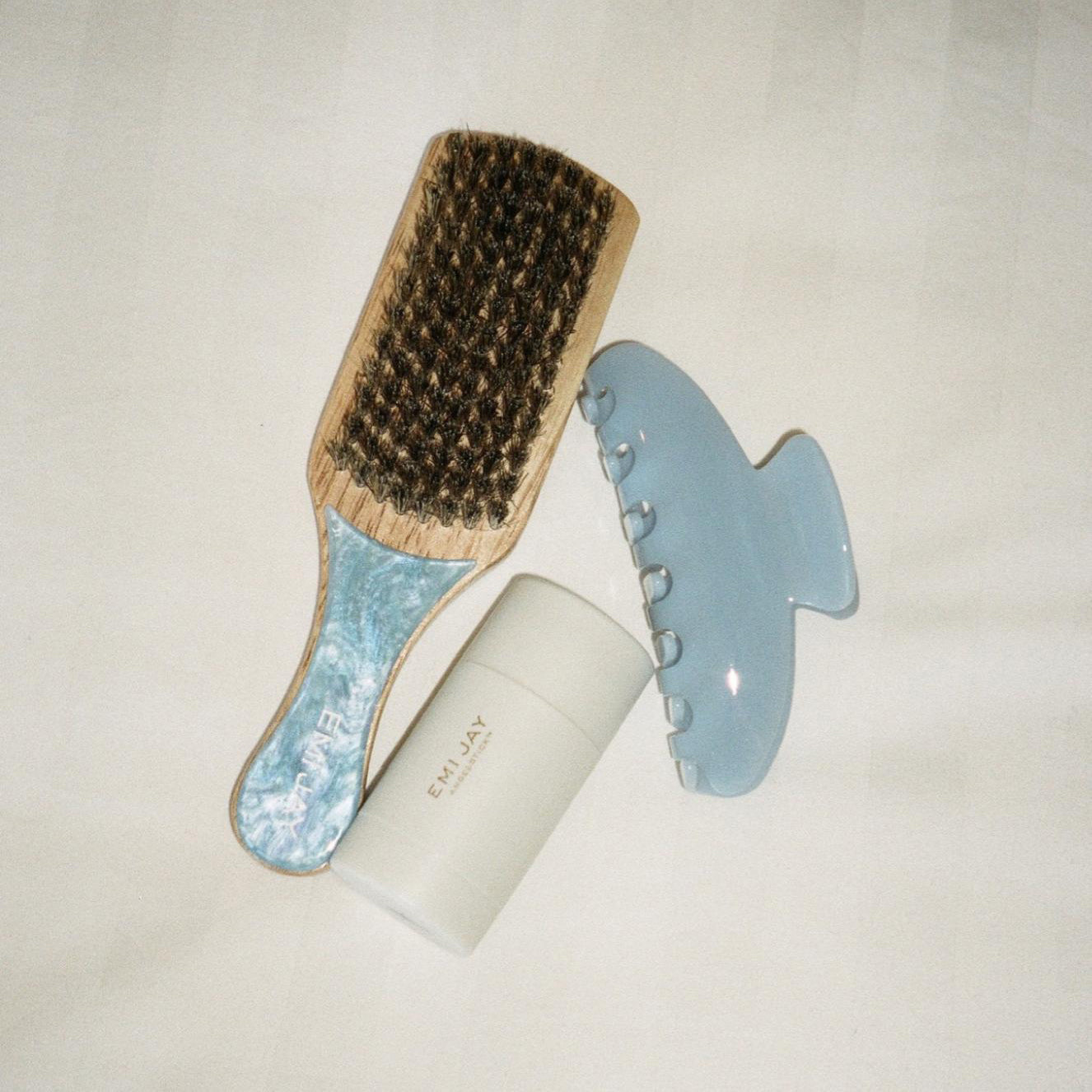 Mini Boar Bristle Brush in Blue Sugar